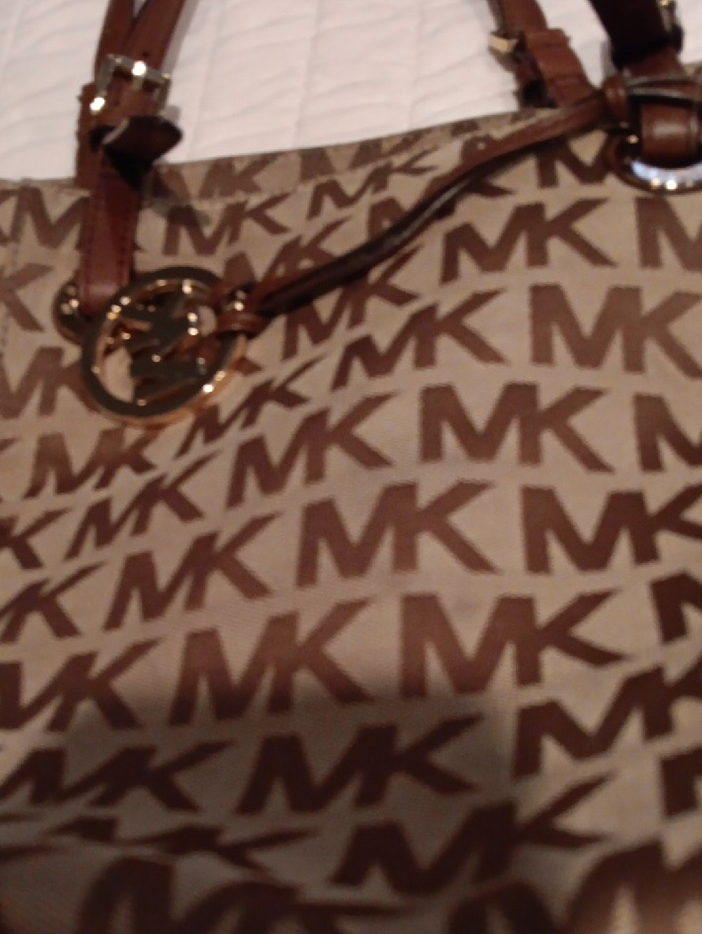 Michael Kors Monogram Brown Canvas Tote with Leather Strapso5 - Picture 7 of 10